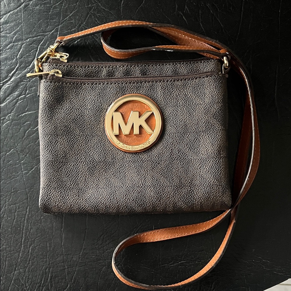 Michael Kors Black and Brown Crossbody Bag